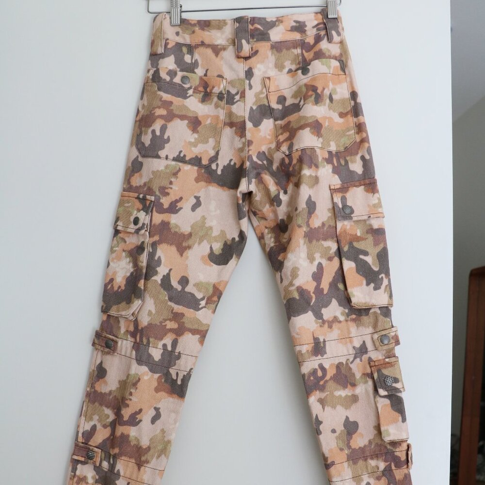 Isabel Marant Camouflage Print Cotton Canvas Cargo Pants
